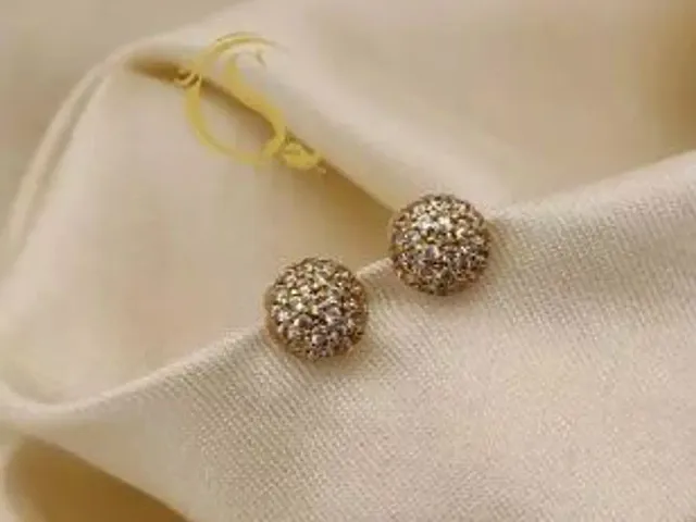 Golden Brass  Studs Earrings For Women