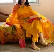 Fancy Silk Blend Kurta Bottom And Dupatta Set For Women-thumb1