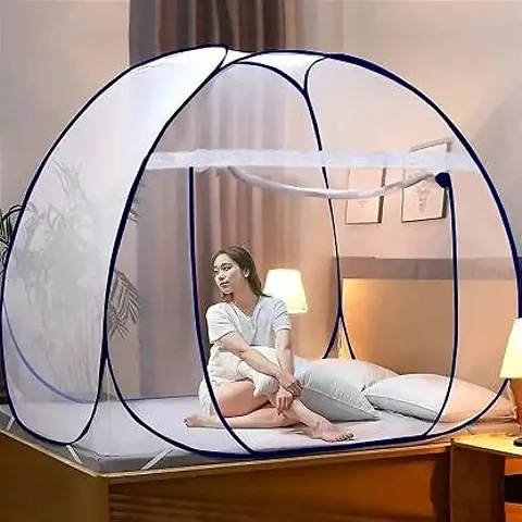 ONKAR Durable Mosquito Net for Double Bed | King Size Foldable Machardani | Polyester 40GSM Strong Net |PVC Coated Corrosion Resistant Super Strong Steel Wire.( You Will get only The Color That is Available )