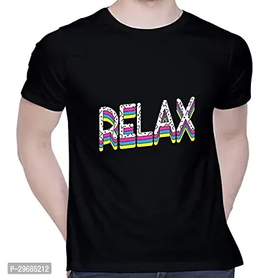 Stylish Black Cotton Round Neck T-Shirt For Men-thumb0