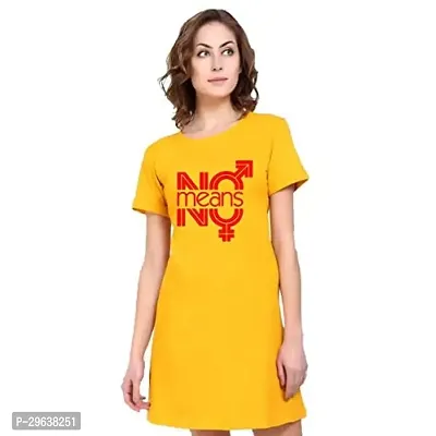 Stylish Yellow Cotton Blend Printed T-shirt For Women-thumb0