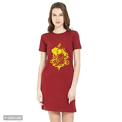 Stylish Red Cotton Blend Printed Dress For Women