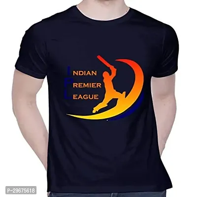 Reliable Navy Blue Cotton Printed Round Neck T-Shirt For Men-thumb0