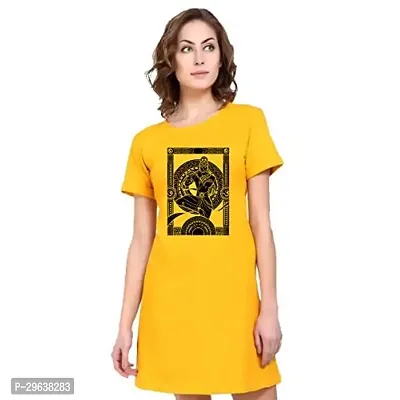 Stylish Yellow Cotton Blend Printed T-shirt For Women-thumb0