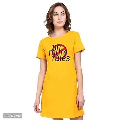 Stylish Yellow Cotton Blend Printed T-shirt For Women-thumb0