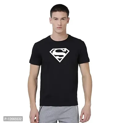 QAMASH Superman Print Cotton Printed Half Sleeves Round Neck T-Shirt