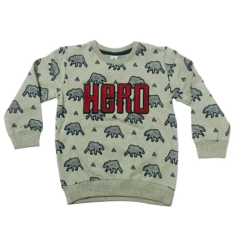 Kids hero embroidered full sleeves round neck fleece winter sweater