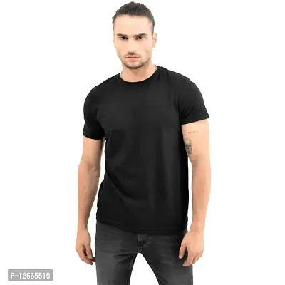 QAMASH Unisex Plus Size Explort Quality Black Cotton T-Shirt