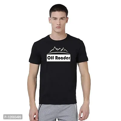 QAMASH Off Roader Print Cotton Printed Half Sleeves Round Neck T-Shirt