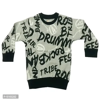 Kids drum printed full sleeves round neck fleece winter sweater-thumb0