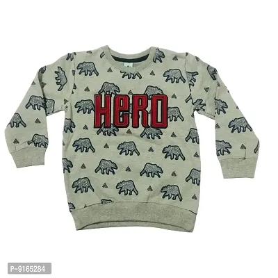 Kids hero embroidered full sleeves round neck fleece winter sweater