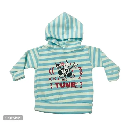 Kids blue and white printed fleece winter hoodie