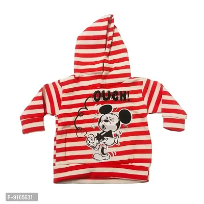 Kids  cartoon printed red and white fleece winter hoodie