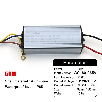 50w Led Driver for Street Light and Flood Light 300mA Silver Pack of 1