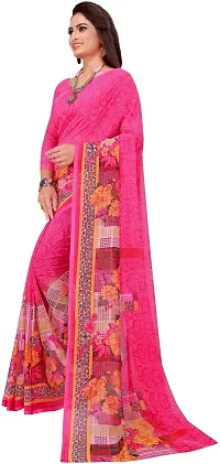 Stylish Pink Georgette Printed Saree With Blouse Piece For Women-thumb2