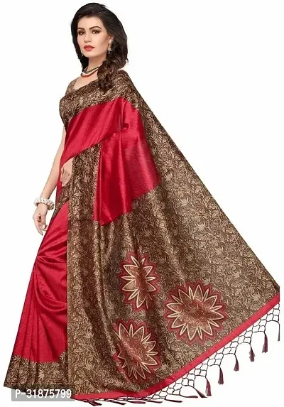 Stylish Maroon Art Silk Saree With Blouse Piece For Women-thumb3