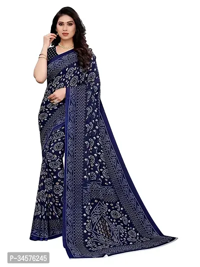 Stylish Blue Georgette Saree with Blouse piece For Women-thumb0