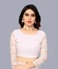 Stylish White Net Saree With Blouse Piece For Women-thumb2