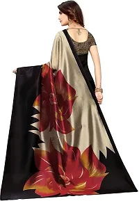 Stylish Black Cotton Silk Printed Saree With Blouse Piece For Women-thumb1