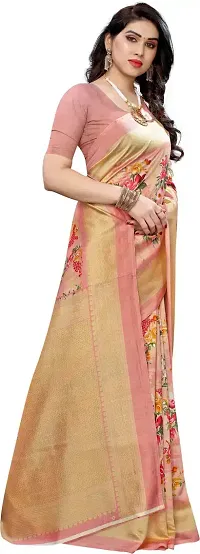 Stylish Peach Cotton Silk Saree With Blouse Piece For Women-thumb3