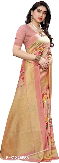 Stylish Peach Cotton Silk Saree With Blouse Piece For Women-thumb4