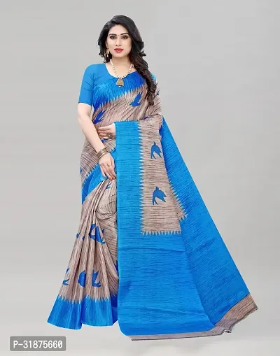 Stylish Multicoloured Cotton Silk Saree With Blouse Piece For Women-thumb0