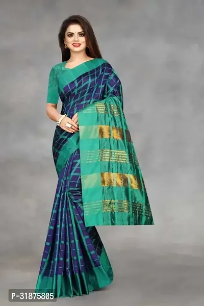 Stylish Navy Blue Art Silk Saree With Blouse Piece For Women-thumb2