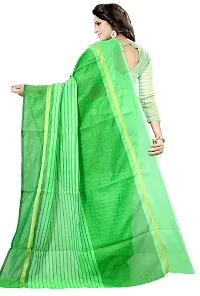 Stylish Green Cotton Silk Saree With Blouse Piece For Women-thumb1