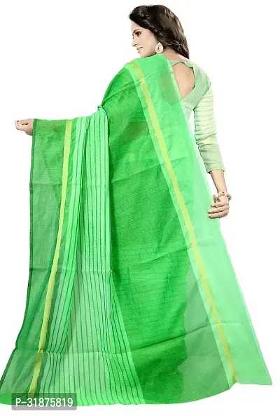 Stylish Green Cotton Silk Saree With Blouse Piece For Women-thumb2