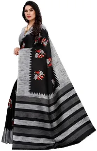 Stylish Black Cotton Silk Saree With Blouse Piece For Women-thumb1