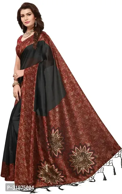 Stylish Black Art Silk Printed Saree With Blouse Piece For Women-thumb0