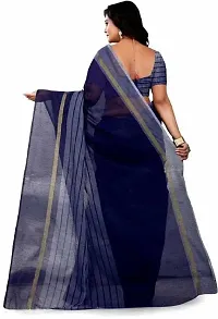 Stylish Navy Blue Cotton Silk Woven Design Saree With Blouse Piece For Women-thumb2