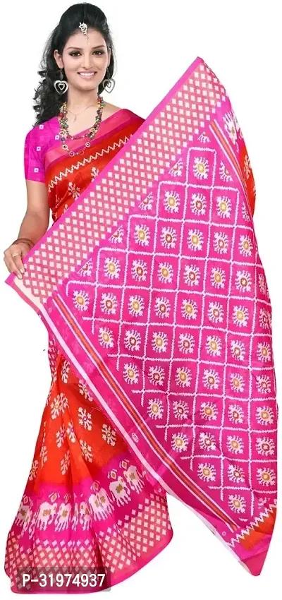 Stylish Pink Art Silk Printed Saree With Blouse Piece For Women-thumb0