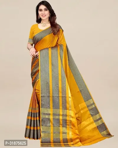 Stylish Yellow Art Silk Saree With Blouse Piece For Women-thumb0