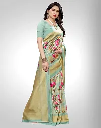 Stylish Blue Cotton Silk Printed Saree With Blouse Piece For Women-thumb2