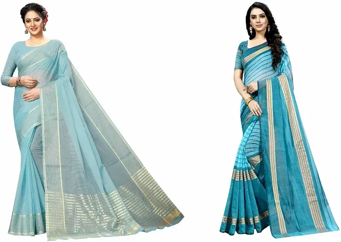 Stylish Fancy Art Silk Saree With Blouse Piece Combo For Women Pack Of 2