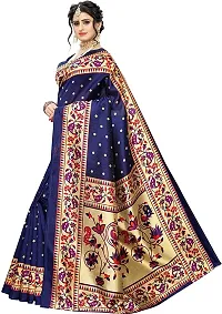 Stylish Navy Blue Art Silk Saree With Blouse Piece For Women-thumb2