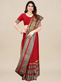 Stylish Red Art Silk Saree With Blouse Piece For Women-thumb2