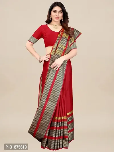 Stylish Red Art Silk Saree With Blouse Piece For Women-thumb3