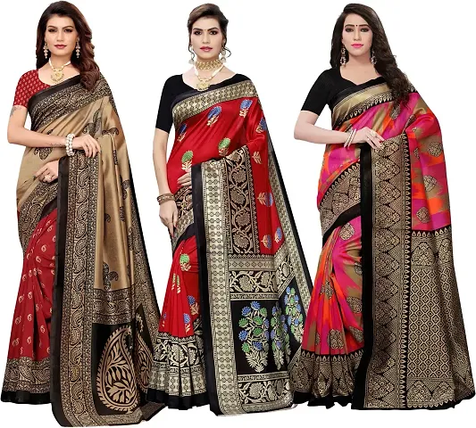 Beautiful Art Silk Saree with Blouse Piece Pack Of 3