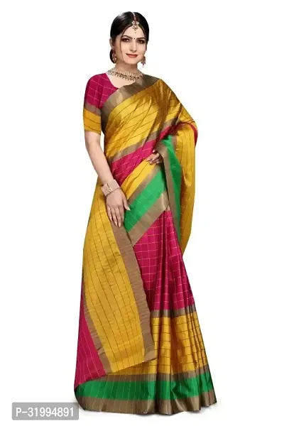 Stylish Multicoloured Art Silk Saree With Blouse Piece For Women-thumb2