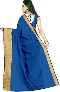 Stylish Blue Cotton Silk Saree With Blouse Piece For Women-thumb2