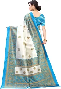 Stylish Teal Art Silk Printed Saree With Blouse Piece For Women-thumb1