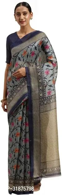 Stylish Grey Art Silk Saree With Blouse Piece For Women-thumb0