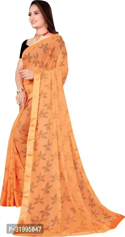 Stylish Peach Cotton Silk Saree With Blouse Piece For Women-thumb2