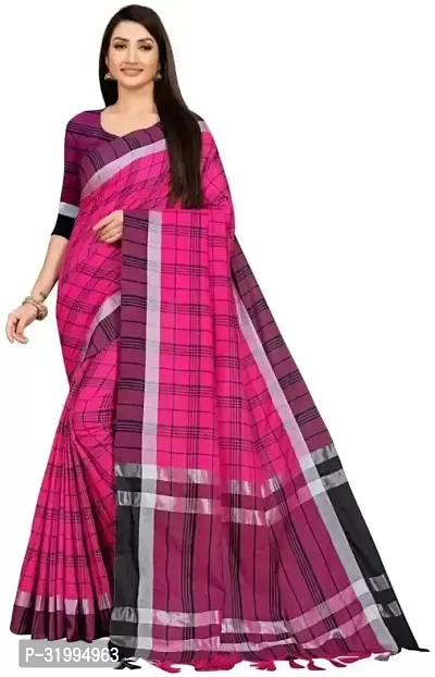 Stylish Pink Art Silk Saree With Blouse Piece For Women-thumb0