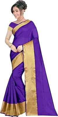 Stylish Lavender Cotton Silk Saree With Blouse Piece For Women-thumb1