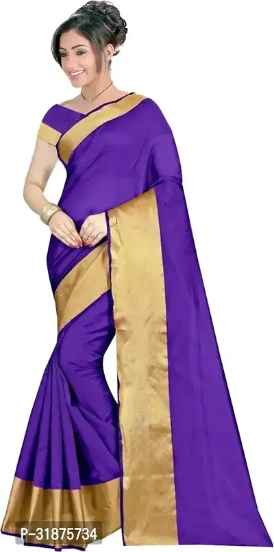 Stylish Lavender Cotton Silk Saree With Blouse Piece For Women-thumb2