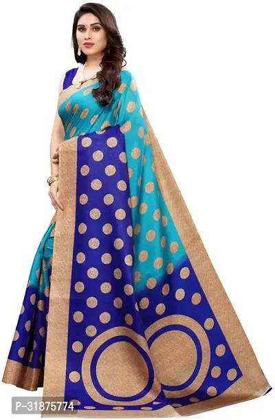 Stylish Blue Art Silk Saree With Blouse Piece For Women-thumb2