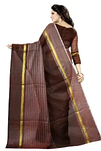 Stylish Brown Cotton Silk Saree With Blouse Piece For Women-thumb3